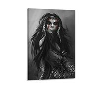 QITEX Canvas Wall Art Art Poster North American Indian Warrior Black and White Art Canvas Canvas Painting Posters and Prints Wall Art Pictures 40x60cm No Frame