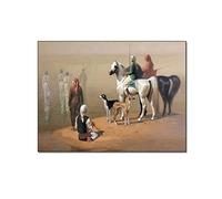 QITEX Farmhouse Wall Art posters Oil Painting Arabs Riding Horses Islam Poster Vintage Poster Canvas Posters Prints Picture for Living Room Bedroom Decor 40x60cm (Unframed)