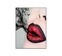 QITEX Pictures for Bedroom Walls Smokey Makeup Art Poster Canvas Print Fashion Red Lips Smoking Art Deco Room Aesthetics Poster Canvas Painting Posters Wall Decor 40x60cm (Unframed)