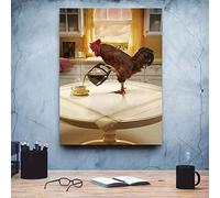 QITEX Wall Art Canvas Paintings Canvas Painting Chicken Coffee Picture Nordic Style Poster Modular Prints Living Room Coffee Wall Art Picture Home Decor 19.6”x27.5”(50x70cm) Unframed