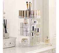 QITHRAN Adjustable Large Capacity Make Up Organiser, 360° Rotating Acrylic Makeup Organiser, Spinning Skincare Cosmetics Organiser Storage, Perfume Beauty Stand Holder Organizer, Transparent