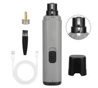 Qitiane LED Pet Nail Grinder for Dogs and Cats - 2-Speed (7500/8500 RPM), Low Noise & Vibration, Type-C Fast Charging, 3H Runtime, Reusable Grinding Heads - Safe & Easy Grooming Tool (Gray and White)