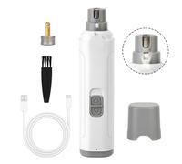 Qitiane LED Pet Nail Grinder for Dogs and Cats - 2-Speed (7500/8500 RPM), Low Noise & Vibration, Type-C Fast Charging, 3H Runtime, Reusable Grinding Heads - Safe & Easy Grooming Tool (Gray and Black)