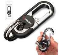 Qitiieli Men's Car Key Chain, Personalized Creative Stainless Steel Car Keychain for Men, Anti-Loss Heavy Duty Metal Key Ring, Black, Universal