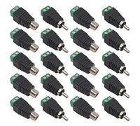 QitinDasen 10 Pairs Premium RCA Connector Set, RCA Male Plug & Female Socket to AV Screw Terminal Block Audio Video Connector Adapter, for CCTV Security Camera System