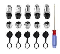 QitinDasen 10Pcs GX16 Aviation Connector Set, 5A 16mm Thread Male Female Panel Metal Aviation Wire Connector Plug Socket, with Rubber Cap and Phillips Screwdriver (3 Pin/4 Pin/5 Pin/6 Pin/8 Pin)
