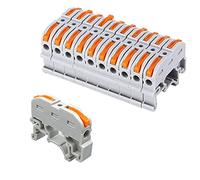 QitinDasen 10Pcs KV121 DIN Rail Wire Terminal Blocks, 1 in 1 Out 2 Ports Lever-Nut Wire Connectors, Conductor Compact Wire Connectors