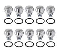 QitinDasen 10Pcs Premium 12mm Metal Momentary Push Button Switch, 2 Pin Screw Terminal IP65 Waterproof Push Button Start Switch, Round Head Push Button (Silver)