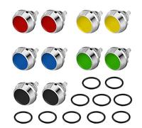 QitinDasen 10Pcs Premium 12mm Metal Push Button Switch, 2 Pin Screw Terminal IP65 Waterproof Momentary Start Switch (5 Colors)