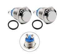 QitinDasen 10Pcs Premium 19mm Metal Momentary Push Button Switch, 2 Pin Screw Terminal IP65 Waterproof Push Button Start Switch, Round High Head Push Button Switch 3A 250V