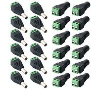 QitinDasen 12 Pairs Premium DC Power Connector Kit, 12V / 24V Male & Female Adapter, 2 Pin Screw Terminal Connector, for CCTV Camera LED Strip