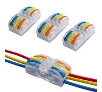 QitinDasen 12Pcs Premium Lever-Nut Wire Connectors, Bilateral 6 Hole Transparent Conductor Compact Wire Connectors, Quick Connector Cable Clamp Terminal Block Spring Connector (Multicolor Lever)