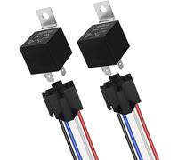 QitinDasen 2 Pieces 4 Pin Car Relay, 24V 40A SPST Automotive Relay with Harness Socket and 14/16 AWG Pre-Wired, for Car Truck Boat (Black)