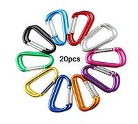 QitinDasen 20 Pieces D-Shaped Multifunction Aluminum Carabiner Keychain Clip, 5 cm Mini Carabiner Keychain Snap Hook (Not for Climbing)