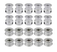 QitinDasen 20Pcs Premium Aluminum GT2 Pulley Kit, 20 Teeth 5mm Inner Bore, 10Pcs Timing Belt Pulley + 10Pcs Timing Belt Idler Pulley, for 3D Printer 6mm Width Timing Belt