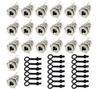 QitinDasen 20Pcs Premium DC Power Female Sockets, 2.1 X 5.5mm Jack Connector, Panel Mount Adapter, Dustproof Cap