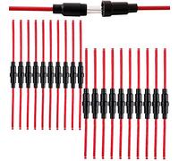 QitinDasen 20Pcs Professional AGC Glass Tube Fuse Holder Inline Screw Type Cap Set, 32V 20A Fuse Box with 16 AWG Wire, for Fast-Blow Glass Tube Fuses (10Pcs 5X20mm + 10Pcs 6X30mm)