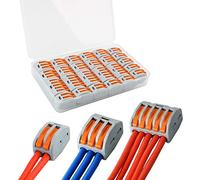 QitinDasen 25Pcs Lever-Nut Wire Connector Set, Conductor Compact Wire Connector (PCT-212/213/215)