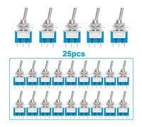 QitinDasen 25Pcs Premium 6A / 125VAC Mini Toggle Switch, 3 Pins 2 Position Locking SPDT Rocker Toggle Switch, MTS102 Toggle Switch