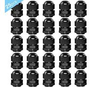 QitinDasen 25Pcs Premium Nylon PA66 PG11 Cable Gland, 5-10mm Adjustable IP68 Waterproof Cable Glands Joints, Black