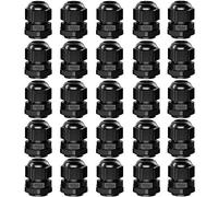 QitinDasen 25Pcs Premium Nylon PG13.5 Cable Gland, 6～12mm Adjustable IP68 Waterproof Cable Glands Joints, Waterproof Cable Gland Connector with Gaskets (Black)