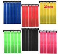 QitinDasen 30 Pieces 20 X 2 cm Nylon Cable Ties Set, Reusable Cable Straps, Adjustable Hook and Loop Cinch Straps, Multipurpose Wire Organizer (Red Yellow Blue Green Pink Black)