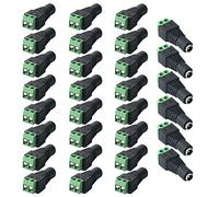 QitinDasen 30Pcs Premium 5.5 X 2.1mm DC Power Connector Female Socket, 12V / 24V DC Power Jack Connector Adapter, 2 Pin DC Screw Terminal Connector, for CCTV Camera LED Strip