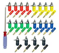 QitinDasen 40Pcs Premium 4mm Banana Plug Socket Connector Kit: 20Pcs Nickel Plating Banana Plug + 20Pcs Binding Post Terminal, for Speaker, Audio/Video Receiver, Amplifiers Systems (5 Colors)