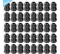 QitinDasen 40Pcs Premium Nylon PA66 PG7 Cable Gland, 3-6.5mm Adjustable IP68 Waterproof Cable Glands Joints, Black