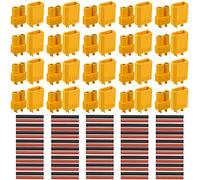 QitinDasen 40Pcs Premium XT30 Bullet Connector, 20 Pair XT30 Male Female Battery Connector, 2mm Gold Plated Connector Power Plug with Heat Shrink Tube, for RC Lipo