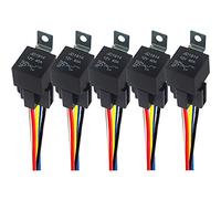 QitinDasen 5 Pieces 5 Pin Car Relay, 12V 40A SPDT Automotive Relay with Harness Socket and 14/16 AWG Pre-Wired, for Car Truck Boat (Black)