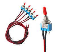 QitinDasen 5Pcs Premium Car Mini Toggle Switch (SPST, ON-Off, 3A 250VAC / 6A 125VAC), Waterproof Metal Rocker, Pre-Wired, Panel Mount, for Vehicles