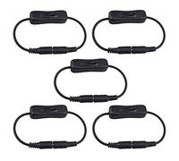 QitinDasen 5Pcs Premium DC Power Switch Cable, Inline Toggle Switch Extension, 2.1 X 5.5mm Male to Female DC Connector Adapter, for CCTV Security Cameras LED Strip Light