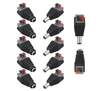 QitinDasen 6 Pairs 2.1 X 5.5 mm 12V DC Power Connector, 2 Pin DC Power Connector Male Plug and Female Socket Kit, Solderless Press Type Terminal
