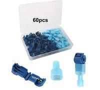 QitinDasen 60Pcs (30 Pairs) Premium T-Tap Wire Terminals Kit, T-Tap Self-Stripping Wire Connectors with Nylon Fully Insulated Male Quick Disconnect (Blue)