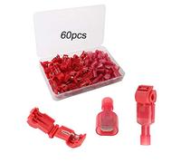QitinDasen 60Pcs (30 Pairs) Premium T-Tap Wire Terminals Kit, T-Tap Self-Stripping Wire Connectors with Nylon Fully Insulated Male Quick Disconnect (Red)