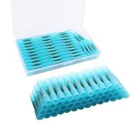 QitinDasen 60Pcs Heat Shrink Butt Connectors, Heat Shrink Wire Connector Butt Terminals Kit, Crimp Connectors Waterproof Insulated Electrical Terminals (16-14 AWG, Blue)