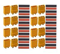 QitinDasen 8 Pairs Premium XT90 Battery Connector, XT90 Male Female Bullet Connector, Gold Plated Connector Power Plug with Heat Shrink Tube, for RC Lipo