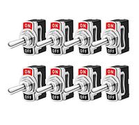 QitinDasen 8Pcs Premium Car Toggle Switch, ON-OFF 2 Position 2 Pins SPST Auto Rocker Switch, Waterproof Metal Mini Rocker Toggle Switch, for Car Truck Boat (15A 250VAC / 20A 125VAC)