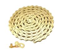 QitinDasen 9 Speed Bicycle Chain, 1/2 X 11/128 Inch 116 Links Bike Chain, with 9 Speed Bicycle Chain Connector (Gold)