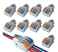 QitinDasen 9Pcs Premium Lever-Nut Wire Connectors, 2 in 4 Out Conductor Compact Wire Connectors, Splicing Type Quick Conductors Cable Clamp Terminal Block Spring Connector (KV424)