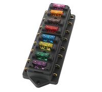QitinDasen Premium 8 Way Car Fuse Box, Universal Standard Blade Fuse Holder With Damp-Proof Cover and 10Pcs Free Fuses, for Car Boat Marine Trike (12V / 24V)