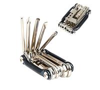 QitinDasen Professional 11 in 1 Multifunctional Bike Repair Tool, Portable Foldable Bicycle Repair Tool, Mini Stainless-Steel Bike Repair & Maintenance Tool Kit (Black)