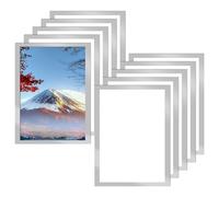 QITIXI:OU Self-Adhesive Magnetic Frame A4 10 Pieces Silver Self-Adhesive Information Frame with Closure, Info Pocket and Sheet Holder for A4 Documents