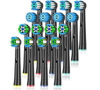 Qitizu Toothbrush Head Compatible with Braun Oral B Electric Toothbrush, Replacement Toothbrush Heads Fit for Oral b Vitality Pro Smart Genius Teen Series Electric Toothbrush 16Pcs (Black)