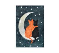 QITJSGD Cats And Moon PrintCanvas Poster Wall Art Decor Print Picture Paintings for Living Room Bedroom Decoration20x30inch(50x75cm)