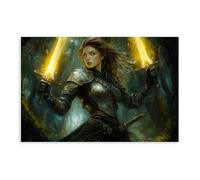 QITJSGD Female SwordswomanCanvas Poster Bedroom Decor Landscape Office Room Decor Gift08x12inch(20x30cm)