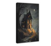 QITJSGD Haunted House on The HillCanvas Poster Bedroom Decor Landscape Office Room Decor Gift20x30inch(50x75cm)