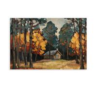 QITJSGD Log Cabin AutumnCanvas Poster Bedroom Decor Landscape Office Room Decor Gift12x18inch(30x45cm)