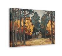 QITJSGD Log Cabin AutumnCanvas Poster Bedroom Decor Landscape Office Room Decor Gift16x24inch(40x60cm)